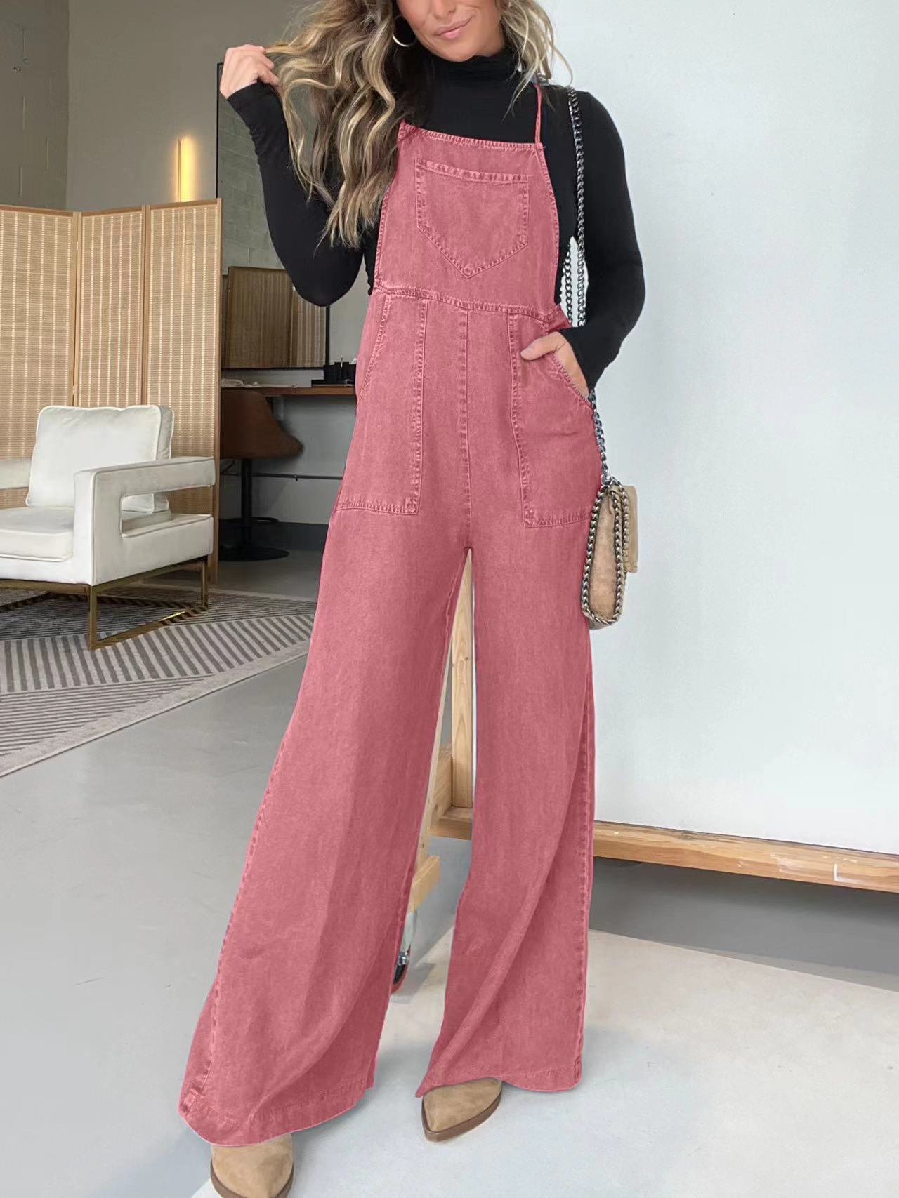 Fashion Denim Wide Leg Jumpsuit – Stylischer Jeans-Overall für Damen